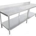 Stainless steel dining table with backsplash